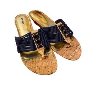 Dress Barn Navy Blue Low Heel Wedge Sandals in size 9M